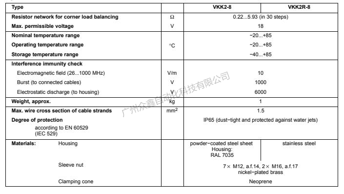 德国HBM接线盒1-VKK2R-8接线盒8孔不锈钢接线盒技术参数