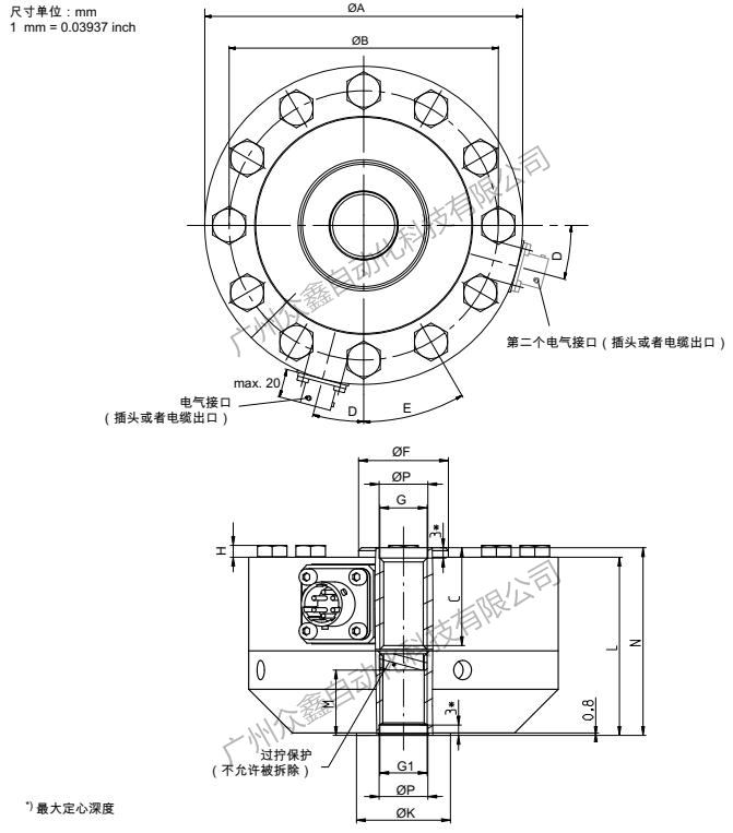 德国HBM 1-U10M/500KN力传感器产品规格尺寸1