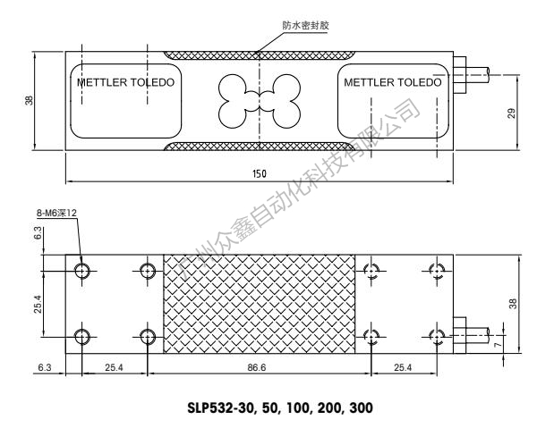 Mettler Toledo梅特勒托利多 SLP534-2T称重传感器产品尺寸