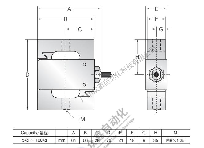 美国传力 BAB-5MT称重传感器安装尺寸