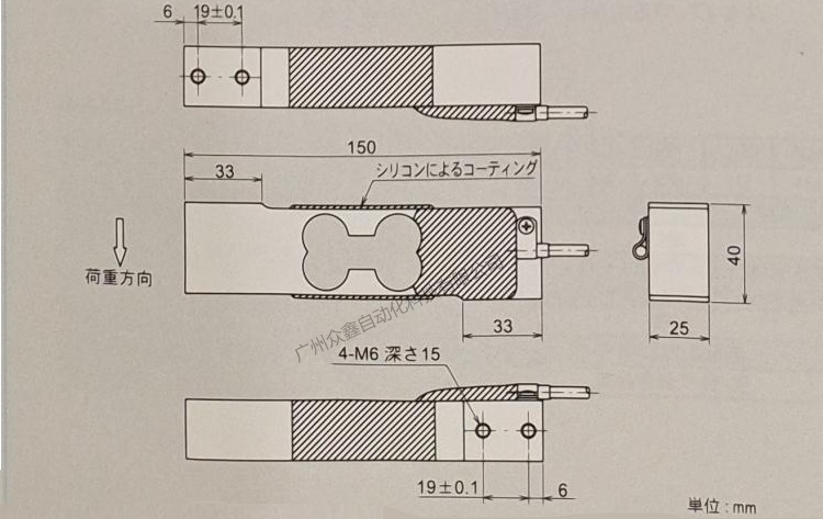 日本NMB(Minebea美蓓亚) CB004-10K称重传感器产品尺寸