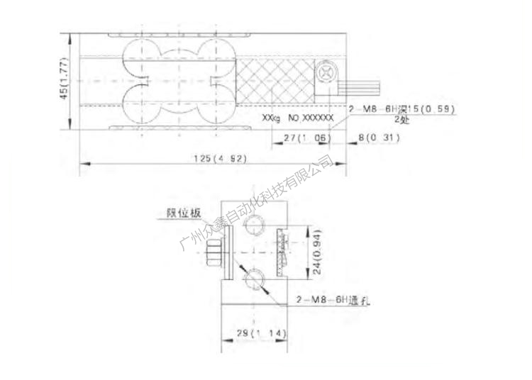 L6C-C3-3.0kg-2B称重传感器产品尺寸